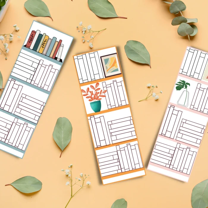 Colorable bookshelf bookmark PDF for book lovers