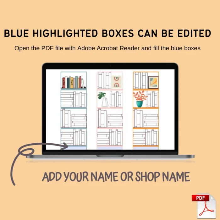 Personalizable printable bookmark set â€“ 5 designs