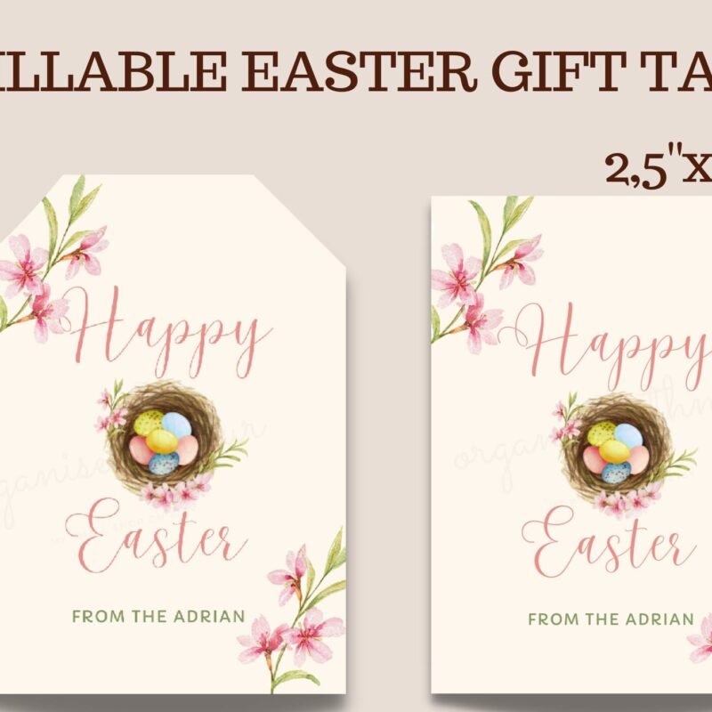 Personalized Easter Floral Gift Tag