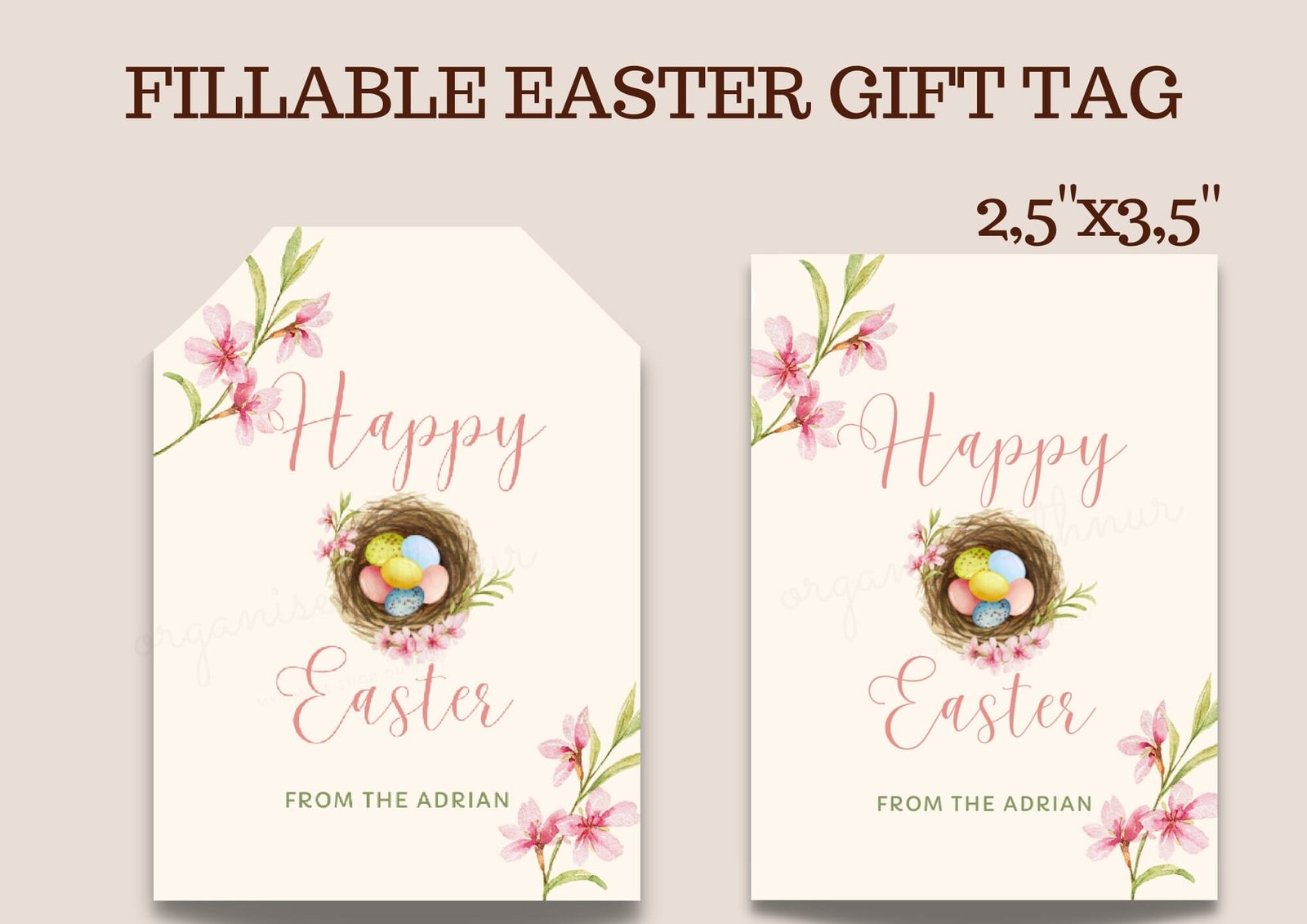 Personalized Easter Floral Gift Tag