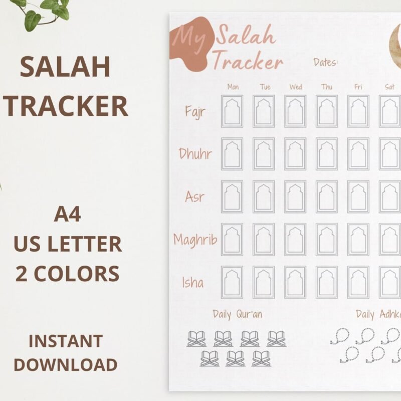 Printable Salah Tracker for Kids and Adults
