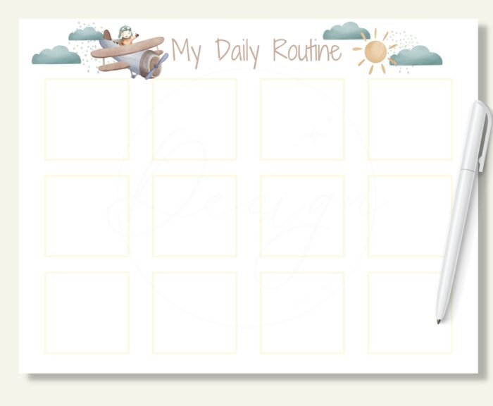 Daily Routine Chart with Airplane and Cloud