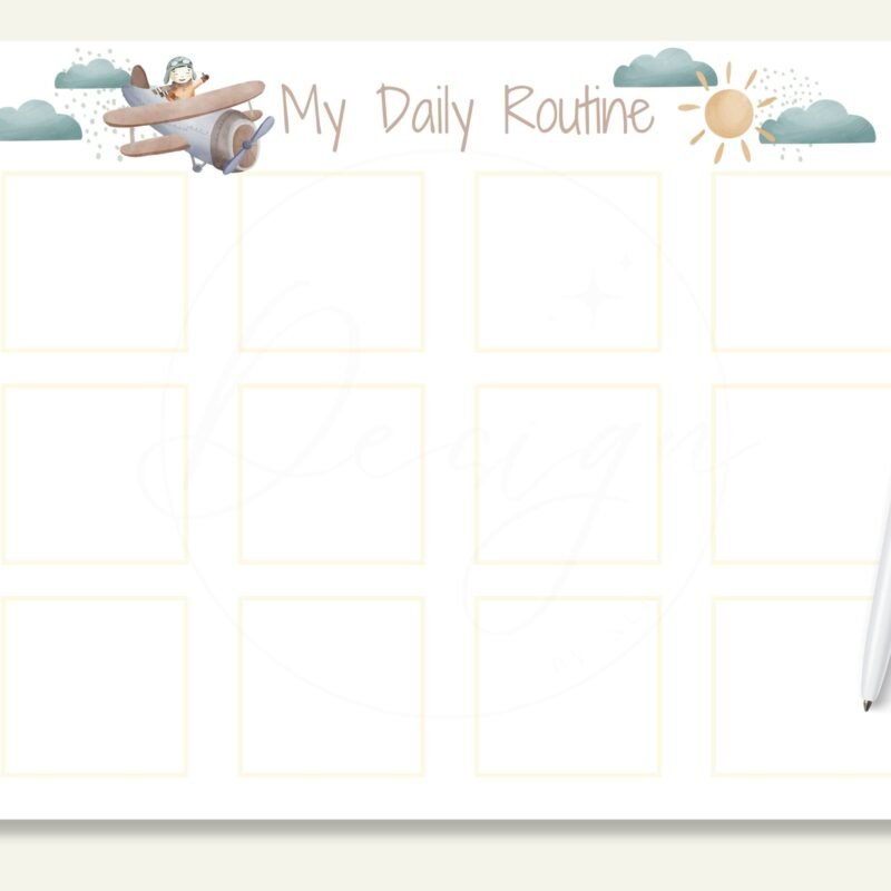 Daily Routine Chart with Airplane and Cloud