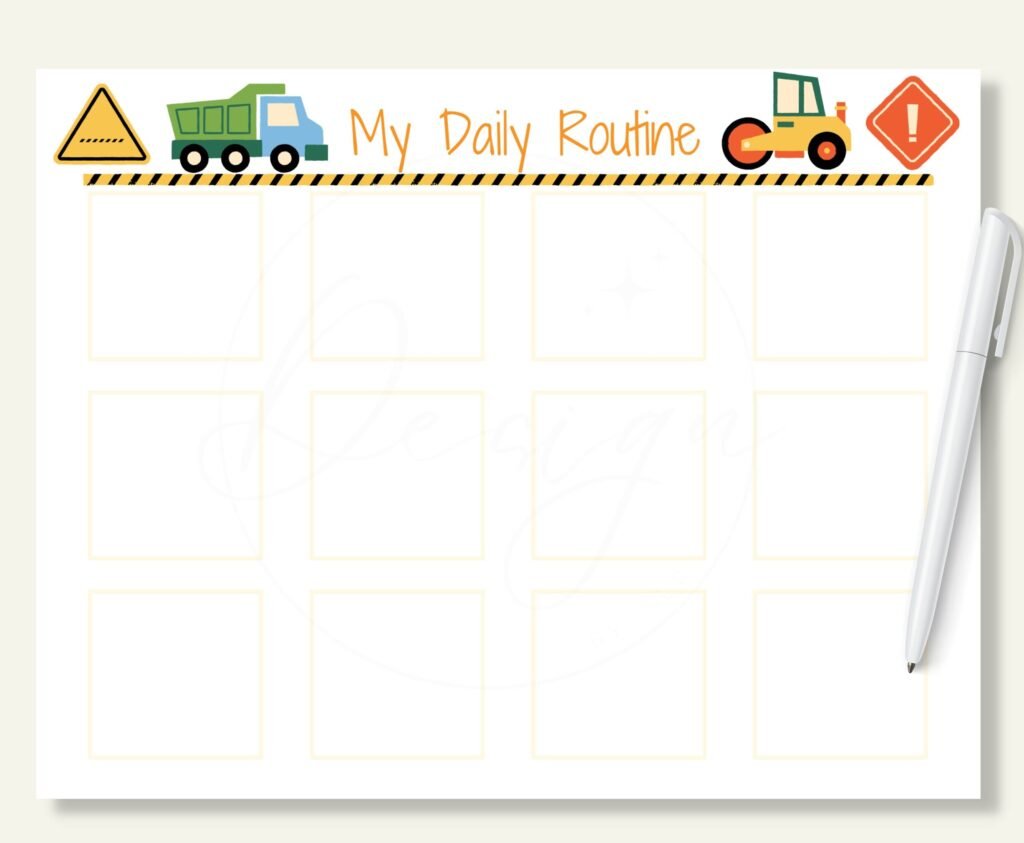 Truck Themed Daily Routine Chart - Printable Works