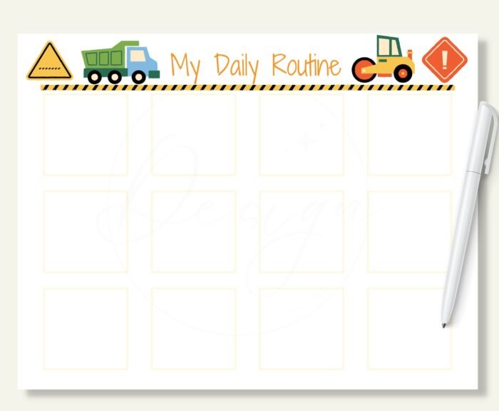 Truck Themed Daily Routine Chart