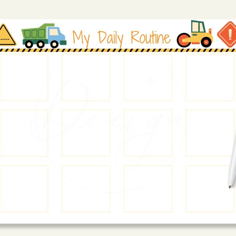 Truck Themed Daily Routine Chart