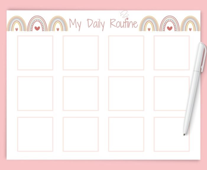 Rainbow Themed Daily Routine Chart