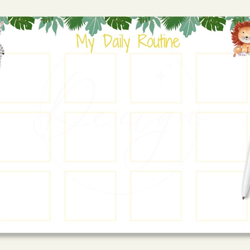 Daily Routine Chart with Lion and Zebra