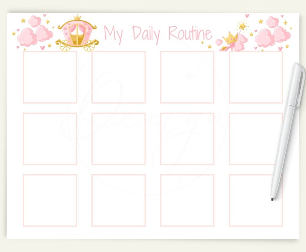 Princess 24 Hour Routine Daily Routine Chart for Little Princesses - Printable Works