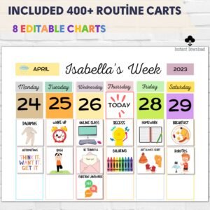400+ Visual Schedule Cards & 8 Charts: Perfect for Kids