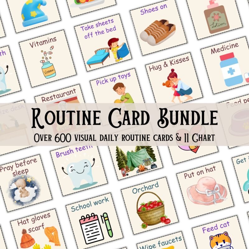 600+ Visual Routine Cards for Kids with Editable Daily Charts