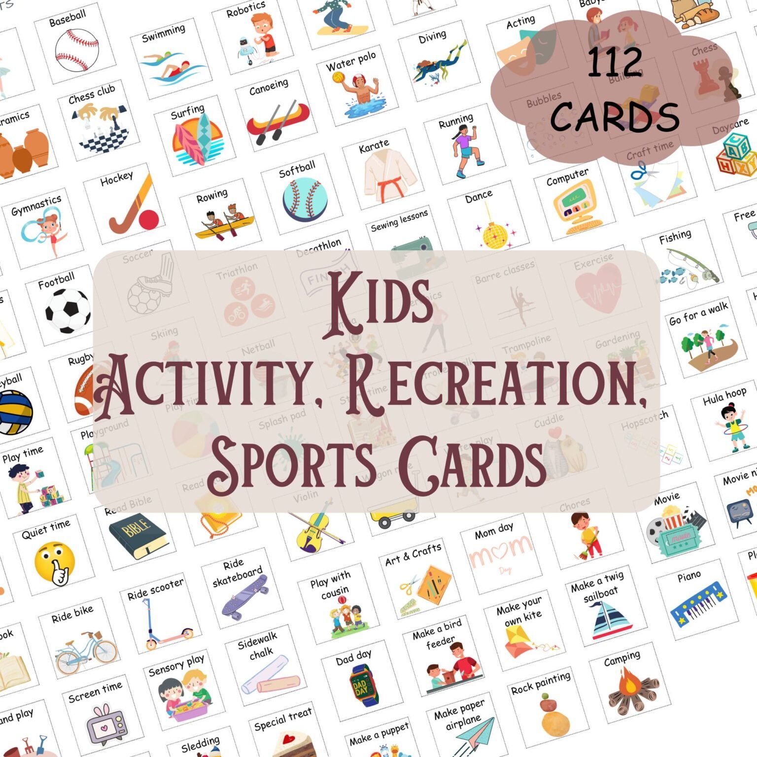 Rec Card Image Kids Activity Recreation Sports Cards - Printable Works