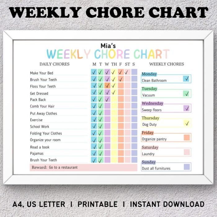 Printable Weekly Chore Chart for Kids - Image 2