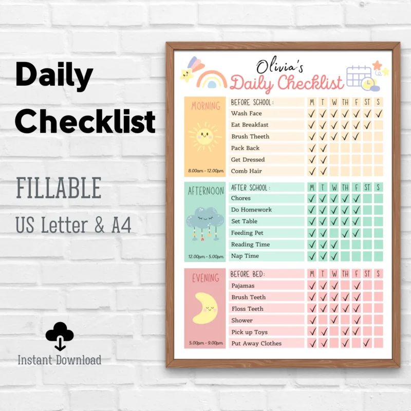 Kids Daily School Checklist