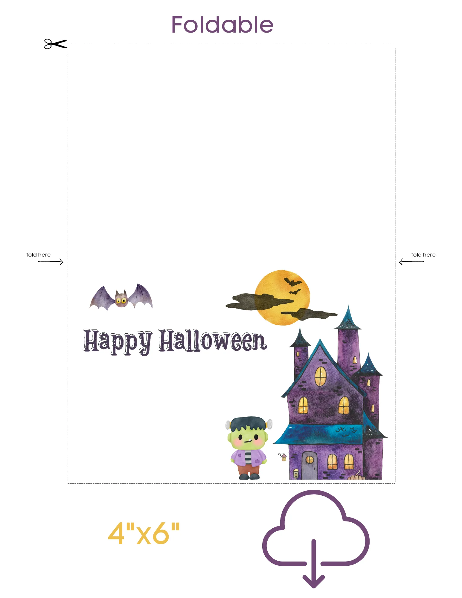 Halloween Card with Cute Frankenstein and Castle - Image 5