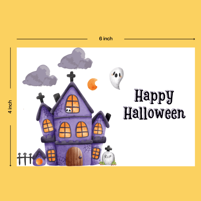 Haunted House Halloween Card - Cute Ghost and Spooky Castle - Image 7