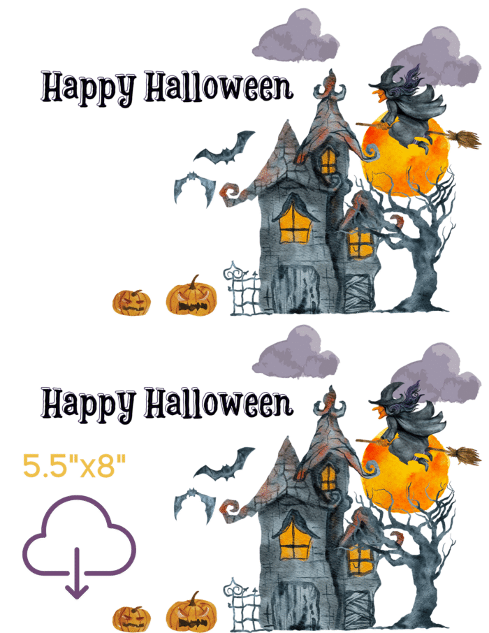 Halloween Card with The Haunted House and Witch - Image 3