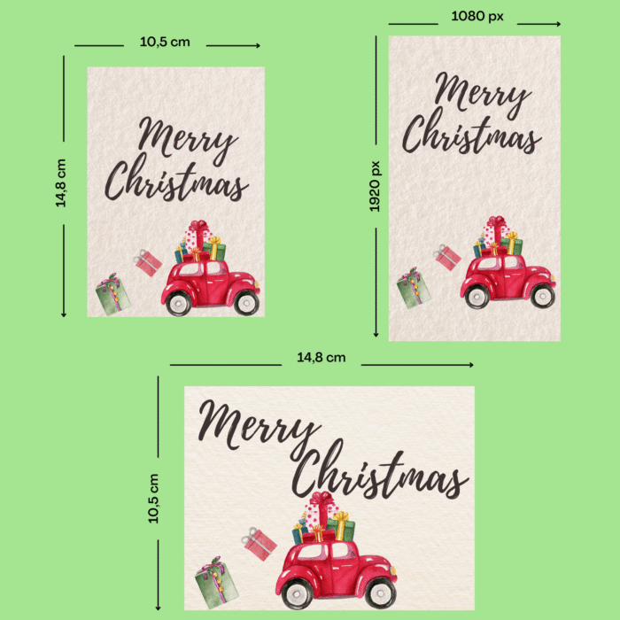 Merry Christmas Card, Vintage Red Car - Image 5