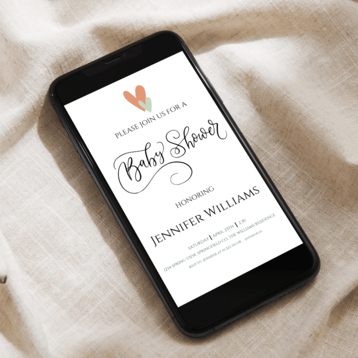 Baby Shower Invitation - Printable and Digital Invitation, Heart Themed - Image 5