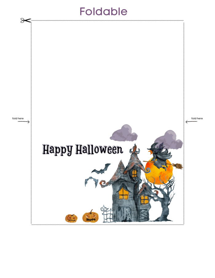 Halloween Card with The Haunted House and Witch - Image 5