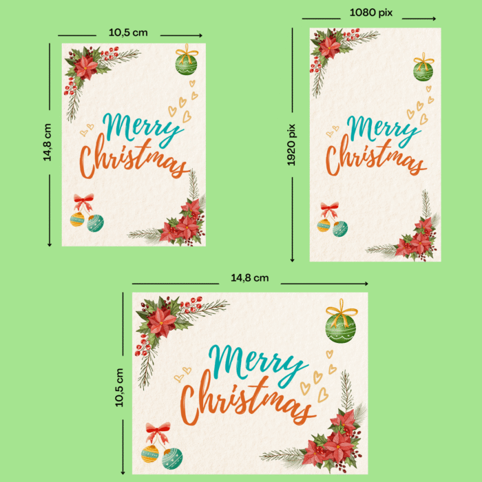 Elegant Christmas Card with Poinsettia & Ornaments - Image 4