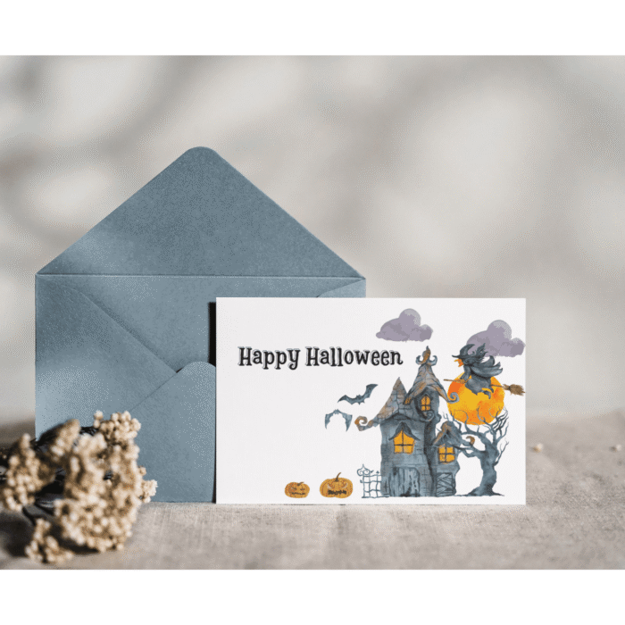 Halloween Card with The Haunted House and Witch - Image 8