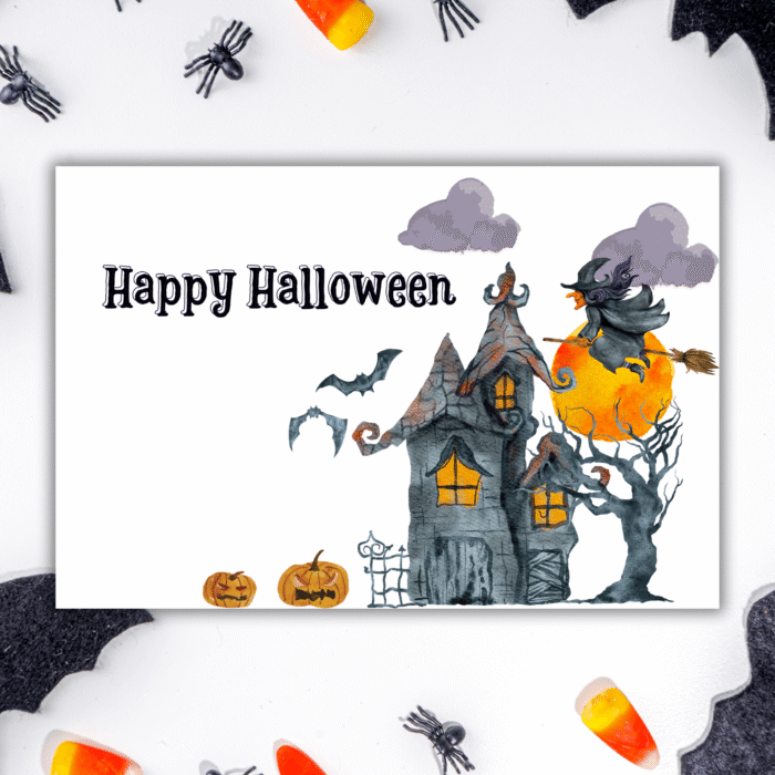 Halloween Card with The Haunted House and Witch - Image 9