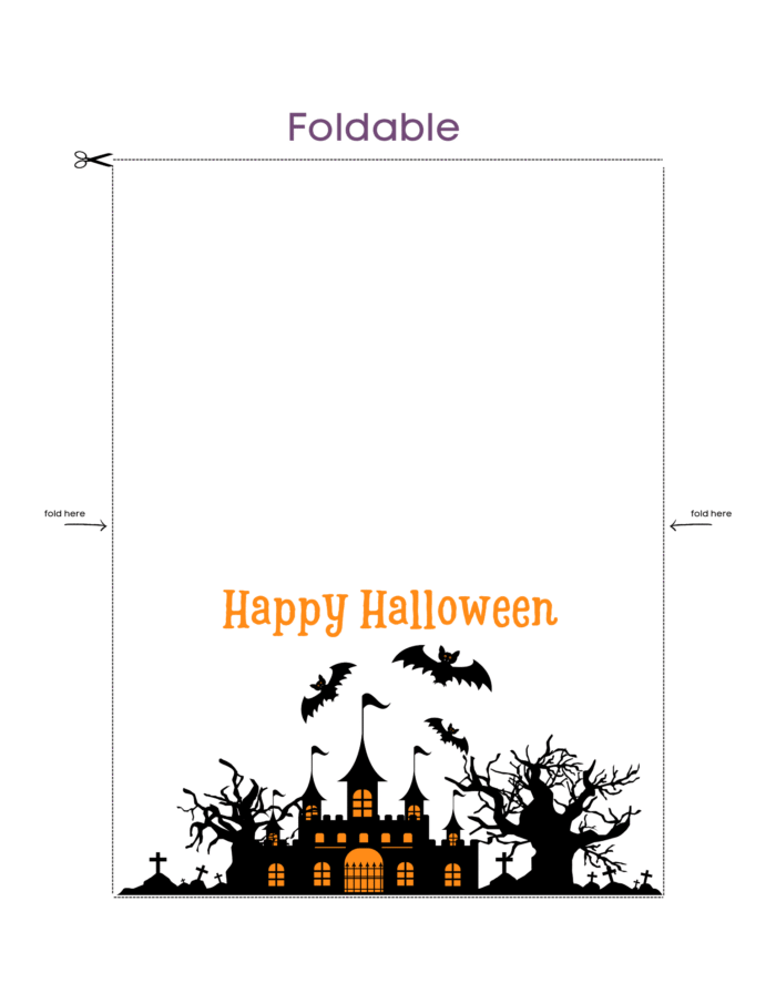 Halloween Card with Spooky Castle & Bats Design, Printable - Image 5
