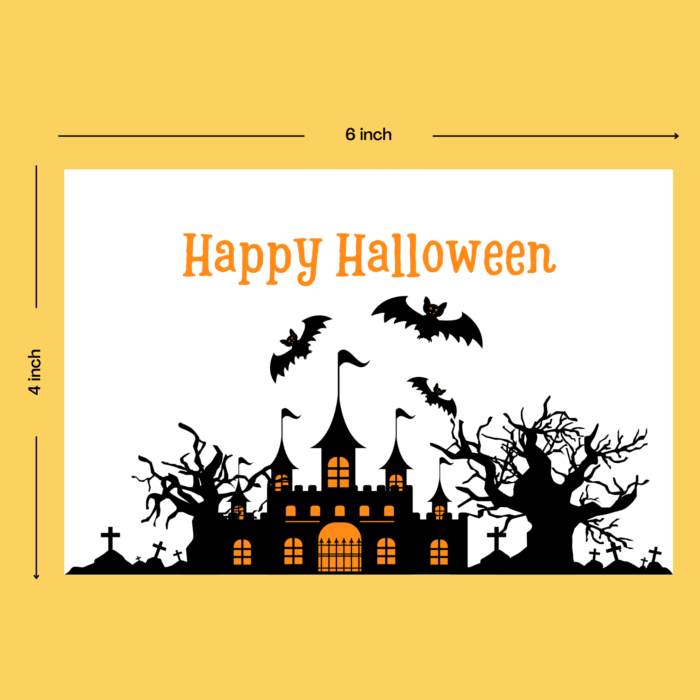 Halloween Card with Spooky Castle & Bats Design, Printable - Image 8