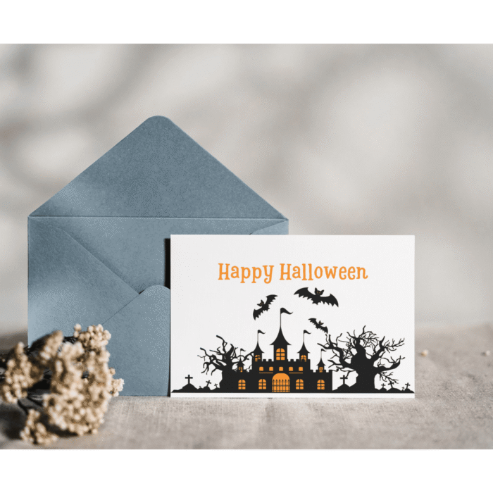 Halloween Card with Spooky Castle & Bats Design, Printable - Image 9