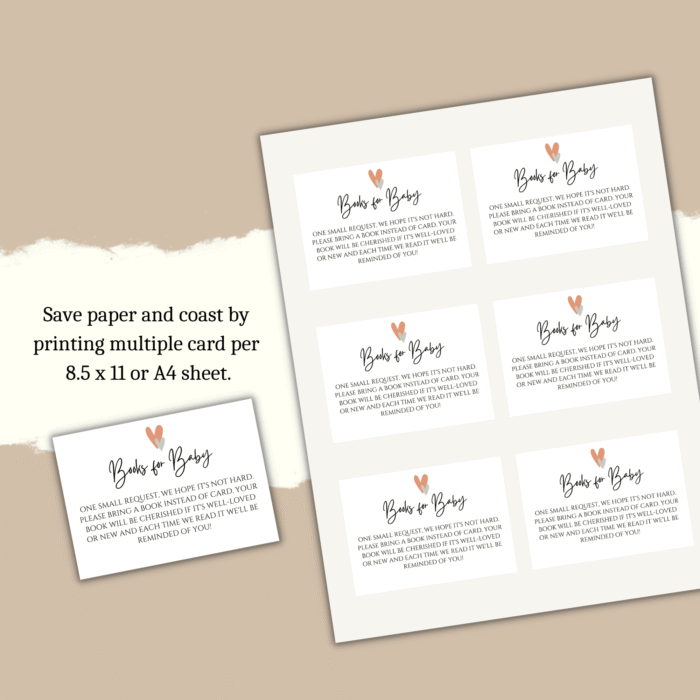 Books for Baby Card, Baby Shower Activity, Heart Themed - Image 2