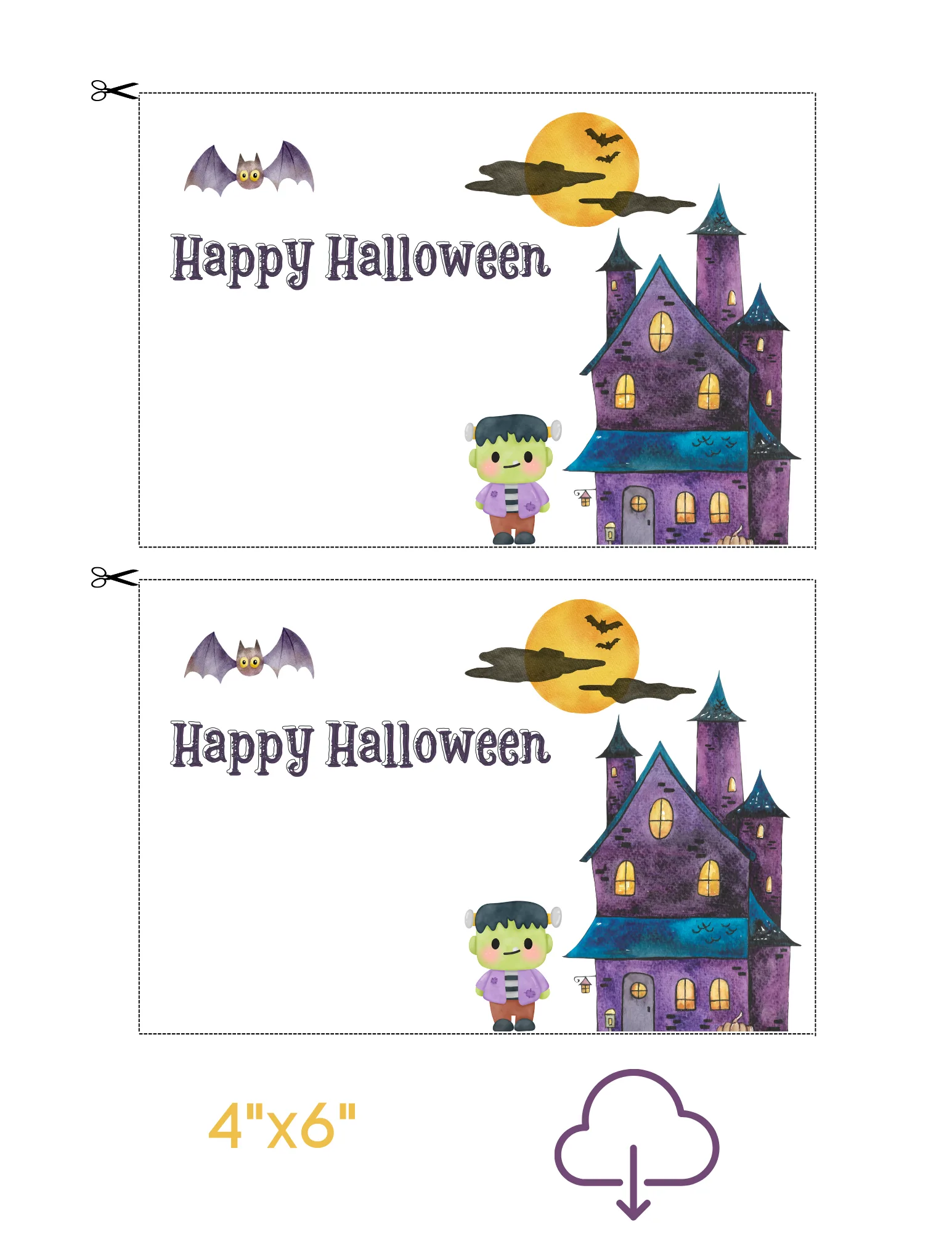 Halloween Card with Cute Frankenstein and Castle - Image 7