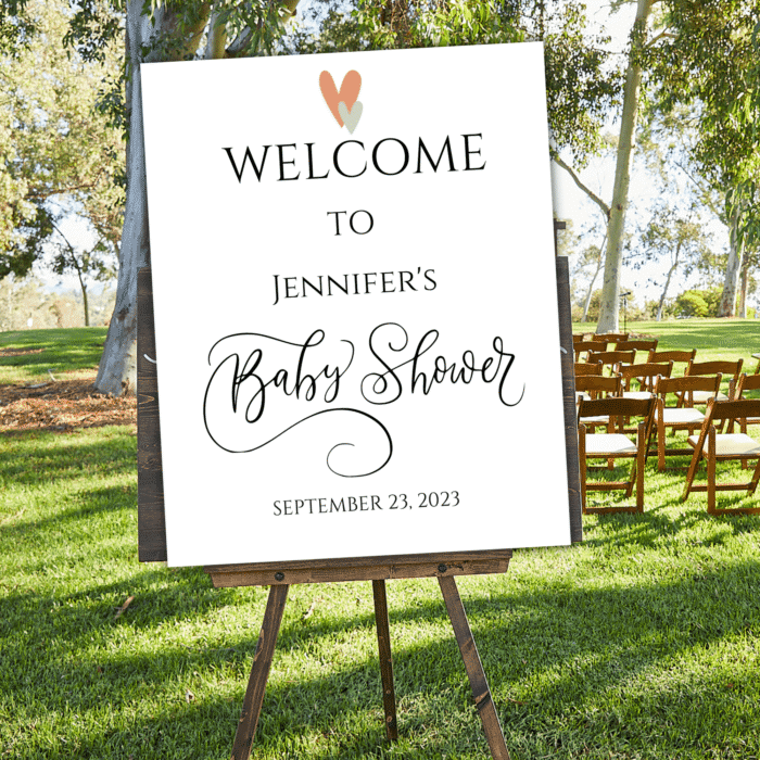 Baby Shower Welcome Sign, Printable Poster, Heart Themed - Image 3