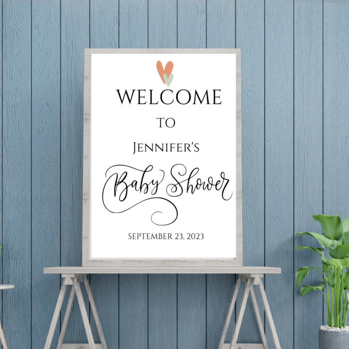 Baby Shower Welcome Sign, Printable Poster, Heart Themed - Image 4