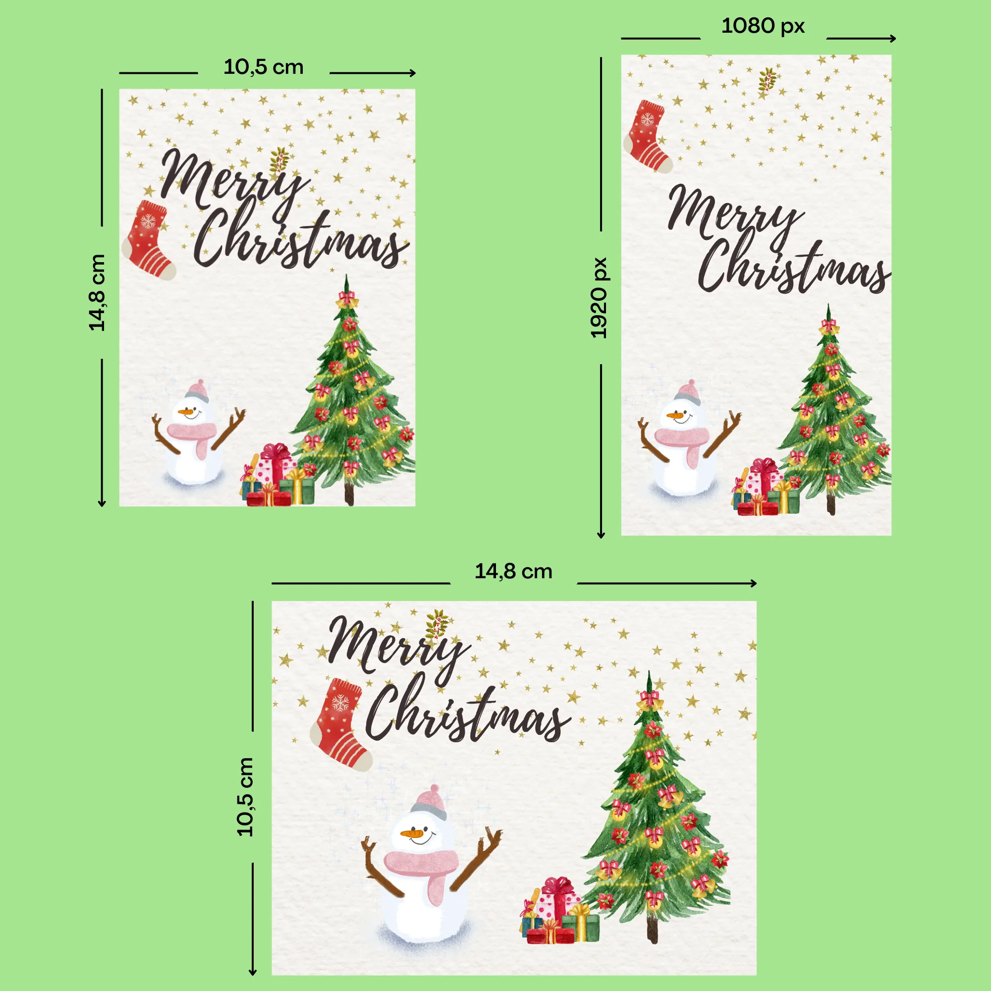 Watercolor Christmas Card ? Cute Snowman, Tree & Gifts - Image 4