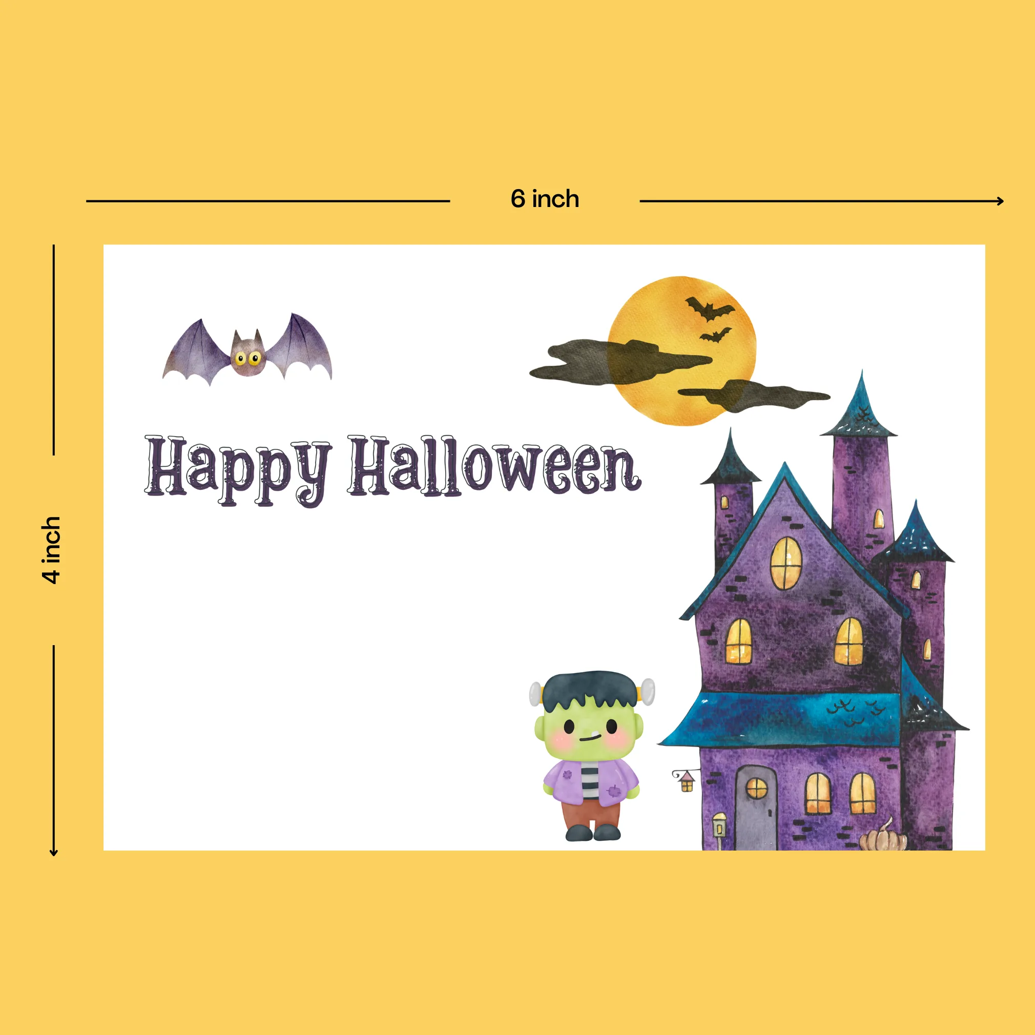 Halloween Card with Cute Frankenstein and Castle - Image 9