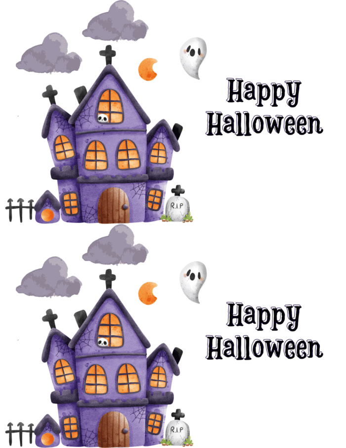 Haunted House Halloween Card - Cute Ghost and Spooky Castle - Image 4