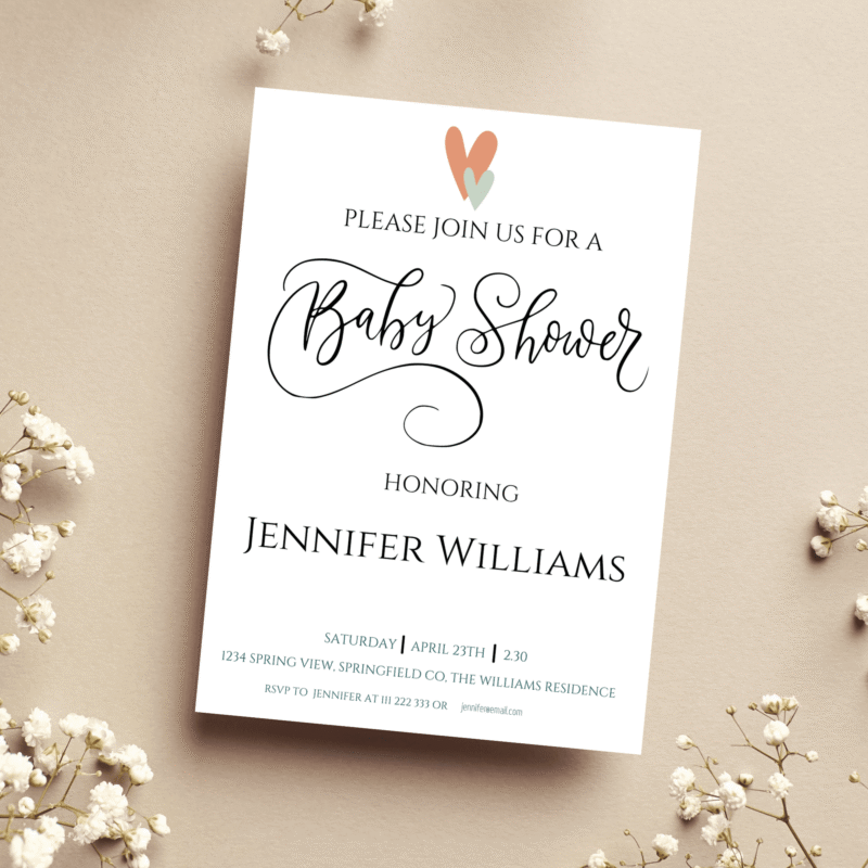 Digital Baby Shower Ä°nvitation, Printable Baby Shower Invite