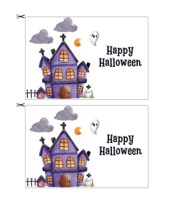 Haunted House Halloween Card - Cute Ghost and Spooky Castle - Image 5
