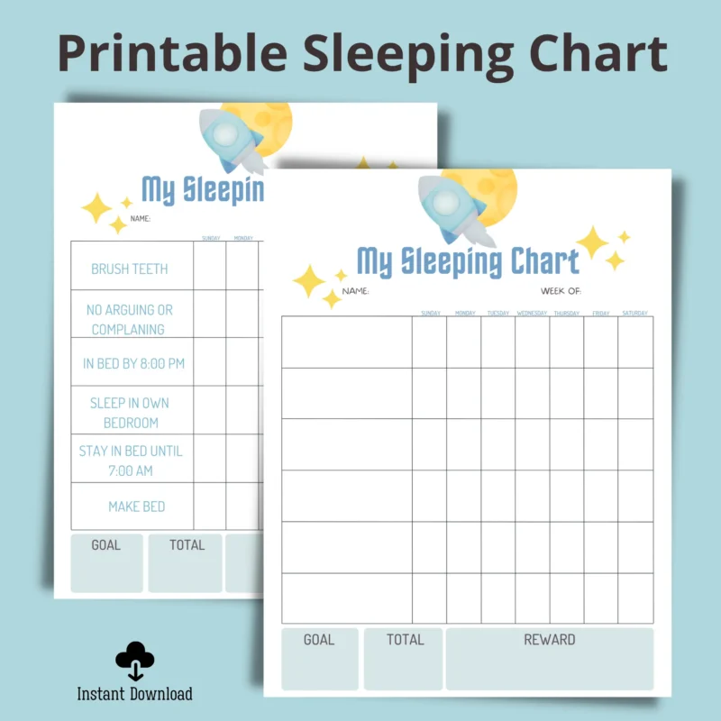 Printable Sleep Routine Chart for Kids template in A4 and US Letter sizes.