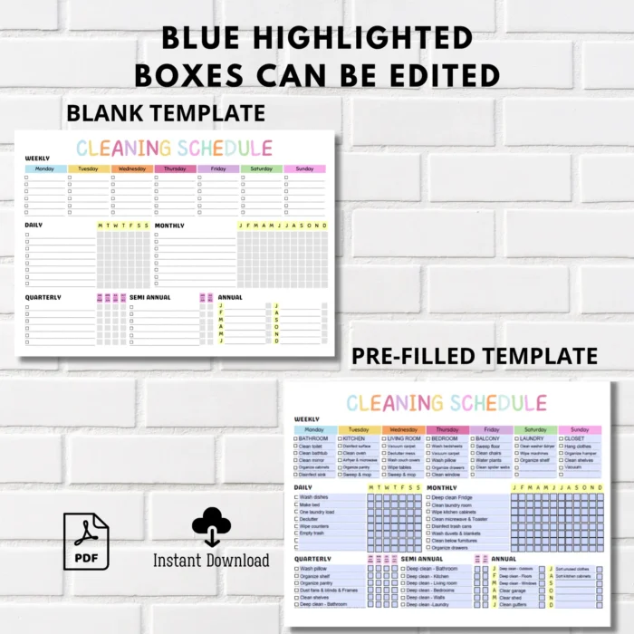 Cleaning Schedule, Printable, Editable - Image 8