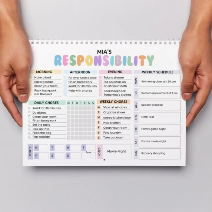 Editable Responsibility Chore Chart for Kids | Printable | Kids Daily Weekly Schedule | Kids Chore List | Kids Daily Routine Checklist | PDF