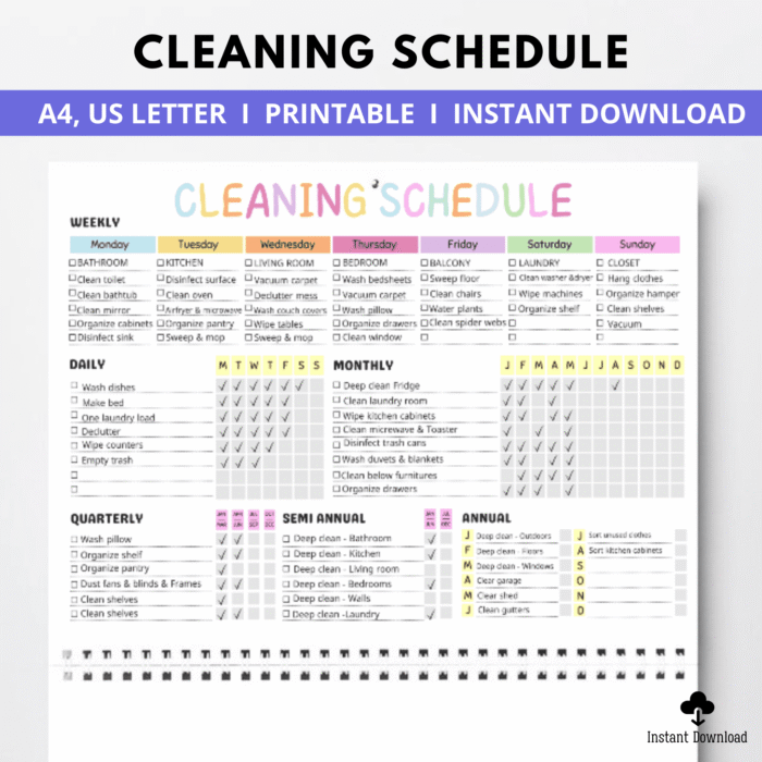 Cleaning Schedule, Printable, Editable - Image 2