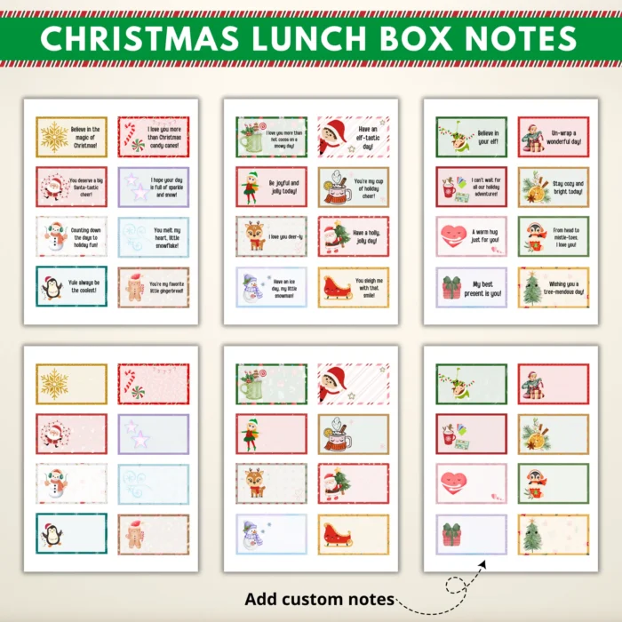 Printable Christmas Lunch Box Notes for Kids - Image 2