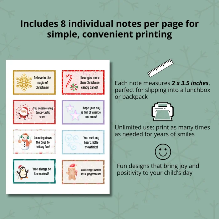 Printable Christmas Lunch Box Notes for Kids - Image 3