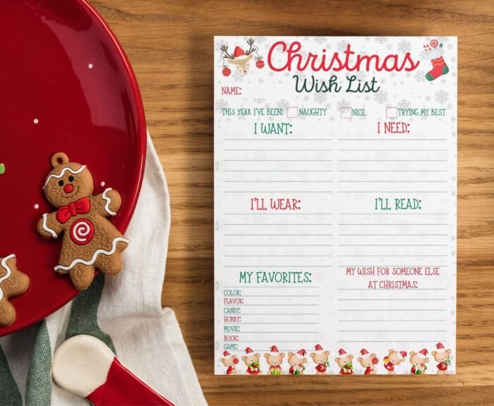 Christmas Wish List for Kids, Wish List Template - Image 3