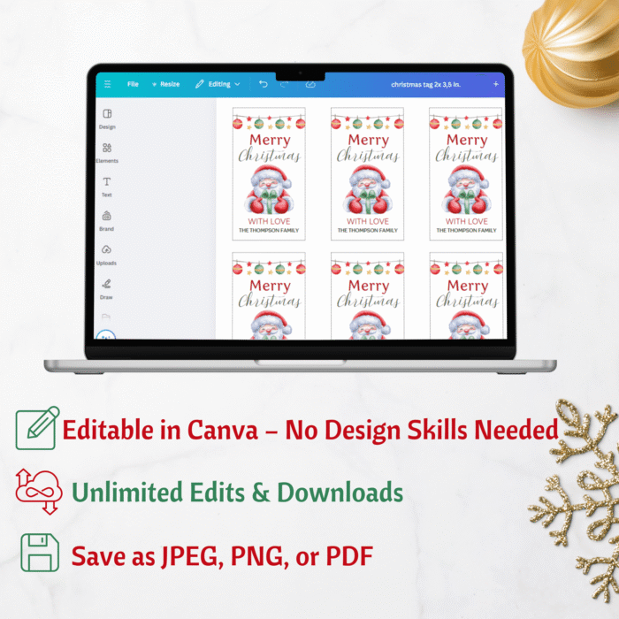 Christmas Gift Tag Template, Editable - Image 4