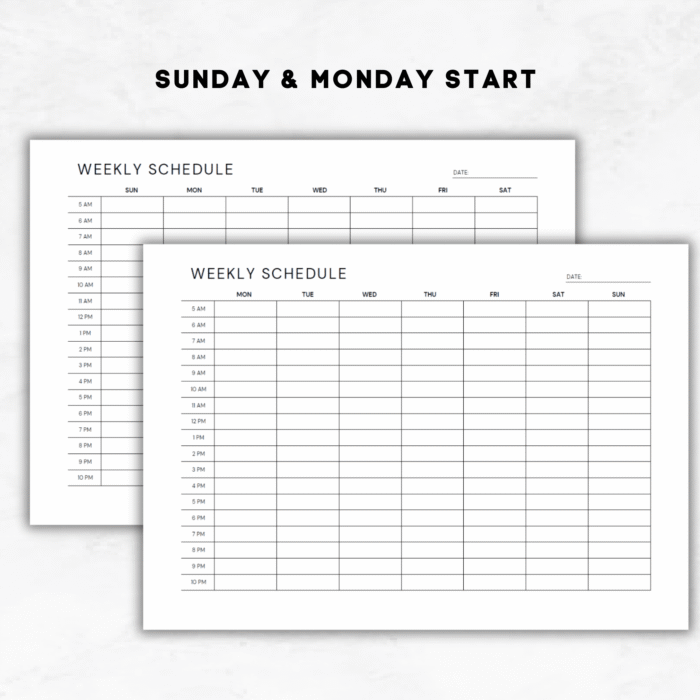 Hourly Weekly Schedule, Printable Weekly Planner - Image 2