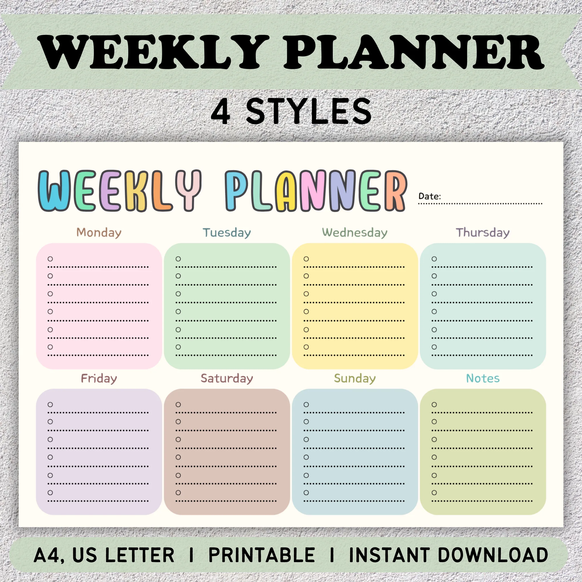 Colorful Weekly Planner, Printable, Digital for Better Organization - Image 7