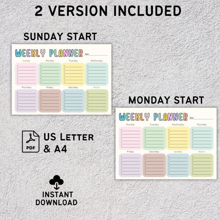 Colorful Weekly Planner, Printable, Digital for Better Organization - Image 2